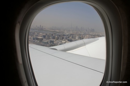 Taking off from Dubai I could see the world's tallest building, the Burj Khalifa in the background.