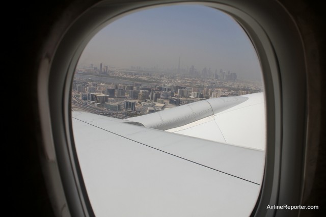 Taking off from Dubai I could see the world's tallest building, the Burj Khalifa in the background. 