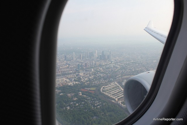 Landing in Frankfurt on a Lufthansa Airbus A330. 