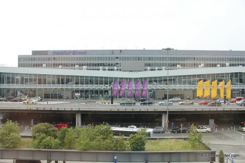 The Frankfurt Airport as seen from the Sheraton Hotel.