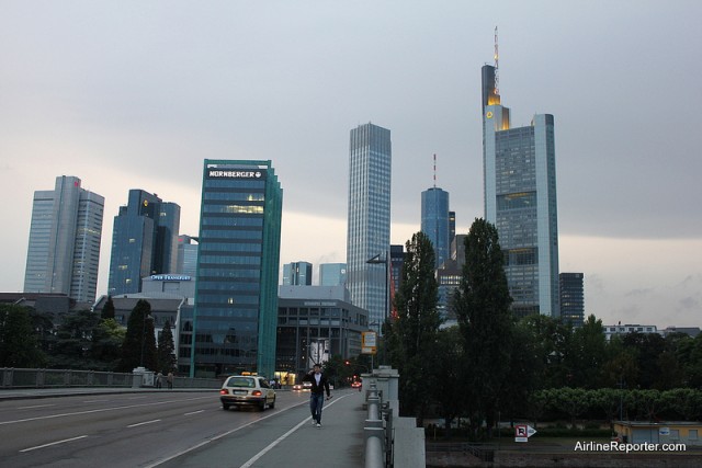 After dinner, some of us took a walk down the street to take a look at downtown Frankfurt.