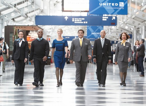 United shows off their new uniforms in Newark. Image from United.