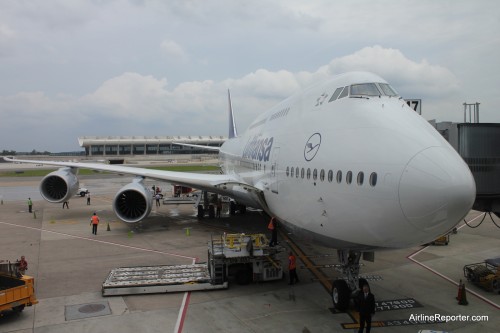 Lufthansa's first Boeing 747-8 Intercontinental is one beautiful aircraft. Here she is seen after her first flight in DC.