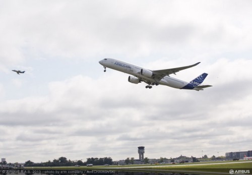 With chase plane. Photo by Airbus.