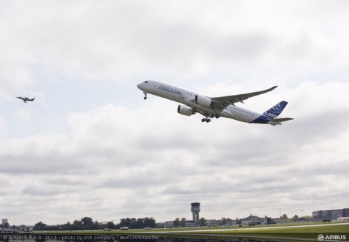 With chase plane. Photo by Airbus.