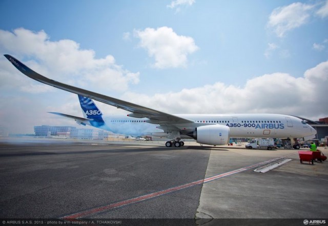 A350 XWB (MSN1) First Engine Run, Toulouse, France. Rolls-Royceâ€™s Trent XWB engines have run for the first time on the A350 XWB (MSN1) following the start-up of the Auxiliary Power Unit (APU), as part of the preparations for the aircraftâ€™s maiden flight. Photo by Airbus. 