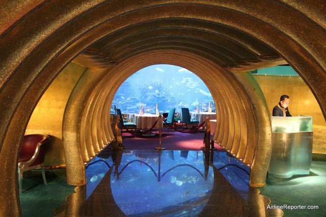 The Al Mahara Restaurant at Burj Al Arab might has the coolest view I have ever seen.