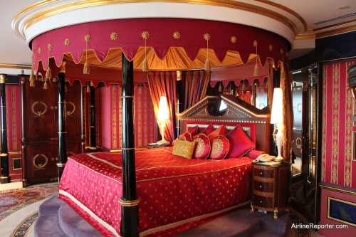 One of two master beds in the suite.