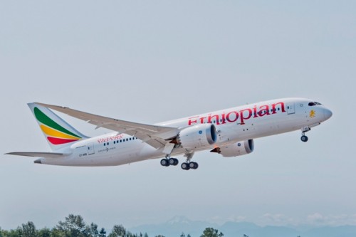 Ethiopian's first Boeing 787 Dreamliner is delivered in Aug 2012. Photo by Boeing.