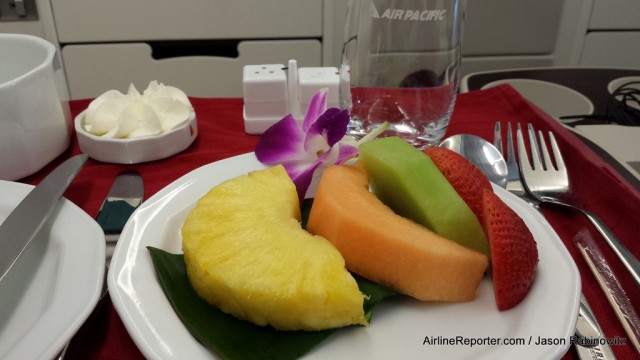 Fruit is good. Check out the Air Pacific on the glass. 