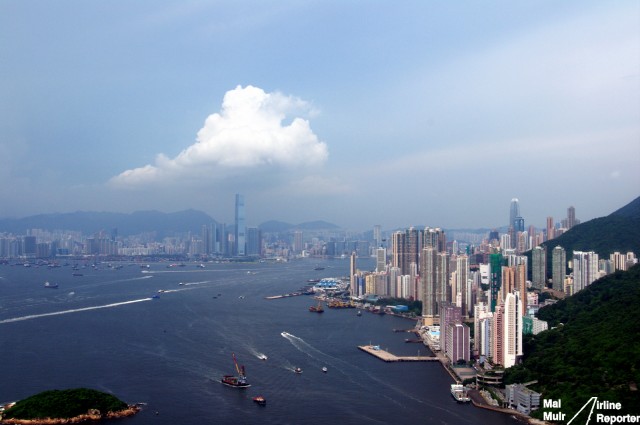 A view of Hong Kong Island and Kowloon as we fly around the islands - Photo: Mal Muir | AirlineReporter.com