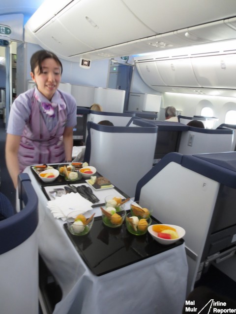 Ice Cream, Cheese or Fruit?  It's hard to decide when its offered from a Cart by the ANA Cabin Crew - Photo: Mal Muir | AirlineReporter.com