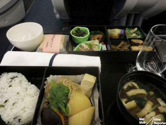 The Japanese meal option from Tokyo to Hong Kong on ANA meant a lovely multi box exploration of flavours & textures - Photo: Mal Muir | AirlineReporter.com