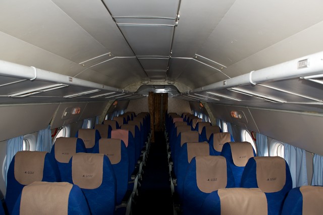 Inside the cabin of the Tu-134.