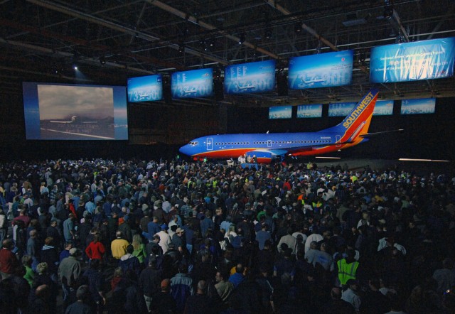 On February 13, 2006; The 5,000th 737, a 737-700 painted in Southwest Airlines colors, became the 447th 737 to join the carrier’s fleet. Southwest helped launch three Boeing 737 models  the 737-300, -500 and the ’“700, and now the MAX. They are the largest 737 operator in the world, since the airline began with 4 Boeing 737-200s back in 1971. Image Courtesy: Boeing