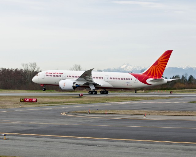 Air India Boeing 787 taking off from Paine Field. Image by The Boeing Company. 