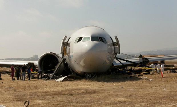 Nose shot of the Asiana Airlines Boeing 777 from the NTSB.