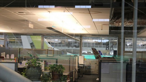 Office with a view. Boeing workers were moved into the 737 facility. Photo by David Parker Brown / AirlineReporter.com.