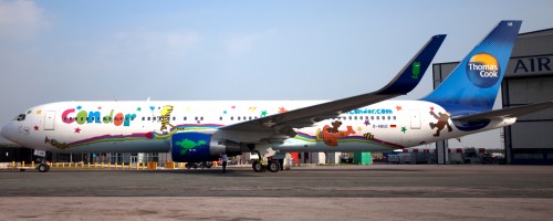 Condor Airlines Boeing 767 (D-ABUE) in special livery. Photo from Condor.