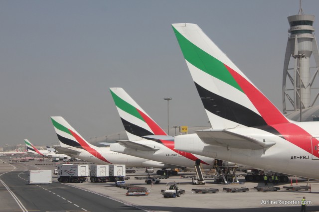 Line of Emirate's tails in Dubai. 