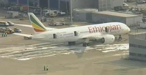 Screen shot from Heathrow showing the Ethiopian Airlines Boeing 787 Dreamliner.