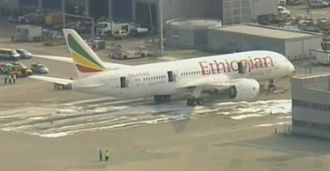 Screen shot from Heathrow showing the Ethiopian Airlines Boeing 787 Dreamliner.