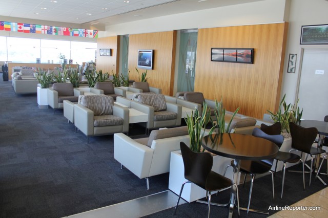 The Koru Club at LAX offers a warm and welcoming atmosphere. 