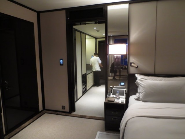 My Room at the Peninsula Hotel Hong Kong. Notice the glowing touch screens. 