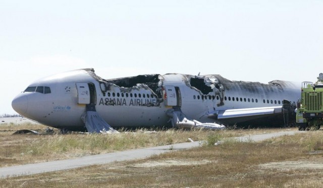 Photo of the Asiana Airlines Boeing 777 flight 214 crash from the NTSB. 