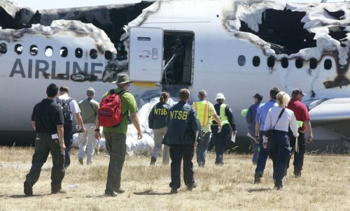 Photo of the Asiana Airlines Boeing 777 flight 214 crash from the NTSB.