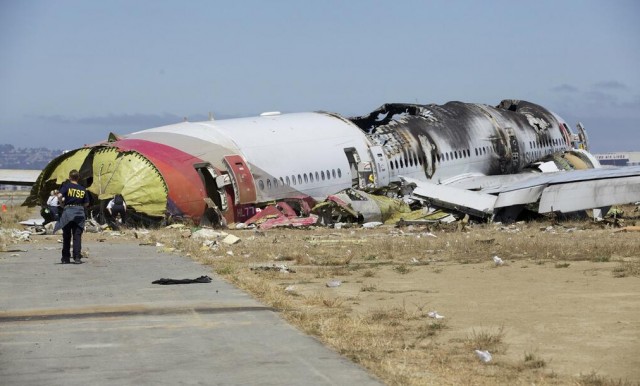 Photo of the Asiana Airlines Boeing 777 flight 214 crash from the NTSB. 