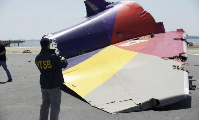 Photo of the Asiana Airlines Boeing 777 flight 214 crash from the NTSB.