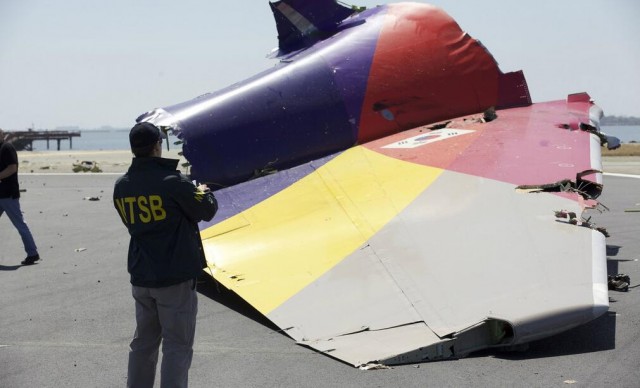 Photo of the Asiana Airlines Boeing 777 flight 214 crash from the NTSB. 