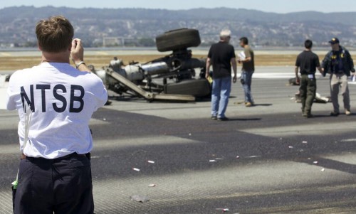 Photo of the Asiana Airlines Boeing 777 flight 214 crash from the NTSB.