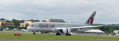 A Boeing 787 Dreamliner, in Qatar Airways livery, arrives to London this week. Image from Boeing.