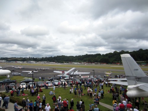 The Museum of Flight's DC-2 waits to welcome the Guppy. Photo by Malcolm Muir / AirlineReporter.com