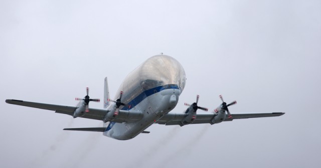 Super Guppy comes to Boeing Field (BFI). Photo by Malcolm Muir / AirlineReporter.com 