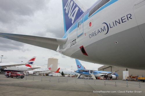 An ANA 787 Dreamliner was on display and allowed guests to get up close and personal. Other 787s in the background were a bit jealous. Image: David Parker Brown.