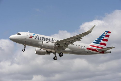 AA"s First Airbus A319 departs from Hamburg on its delivery flight. All of American"s A319s will be delivered with the new Sharklettes. Image Courtesy: American Airlines