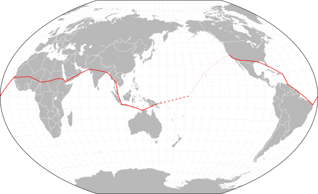 Amelia Earhart's Original Flight around the world is the solid red line.. hopefully it will be complete this time - Image: Wikicommons - Herrick