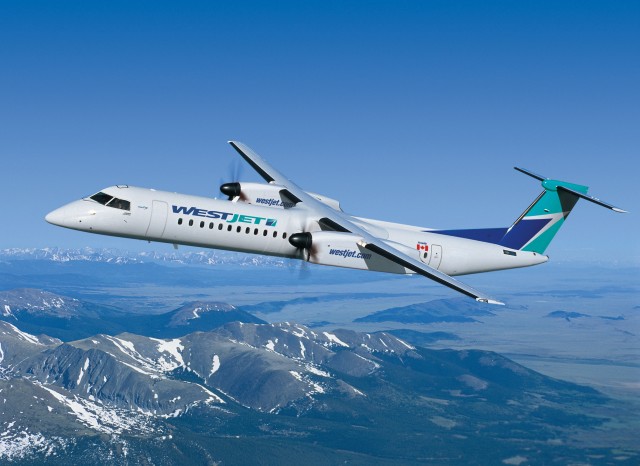 What WestJet's new Bombarider Q400 will look like. Image from Bombardier. 