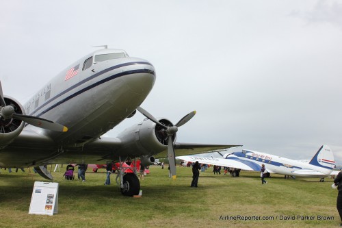 The Historic Flight Foundation's DC-3 and the Museum of Flight's Boeing 247 in United livery.