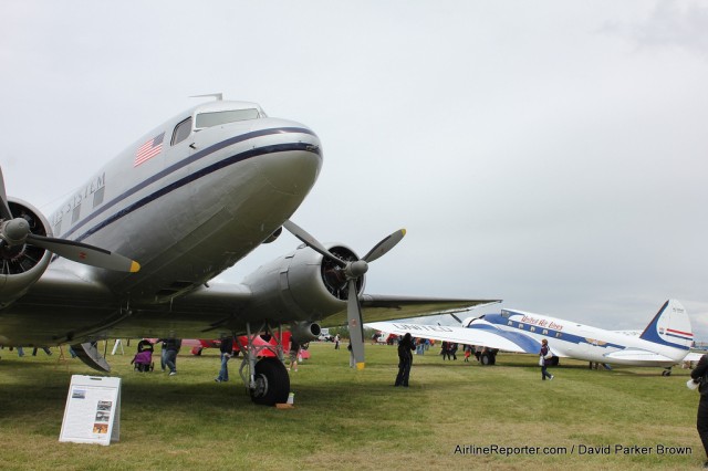 The Historic Flight Foundation's DC-3 and the Museum of Flight's Boeing 247 in United livery. 