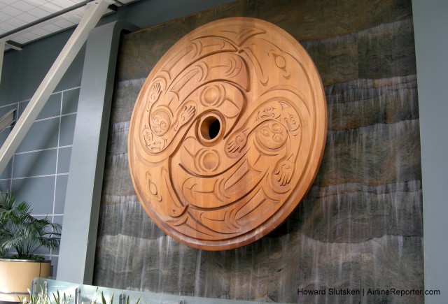 "Flight" - Spindle Whorl by Susan A Point Approaching the Customs Hall, YVR