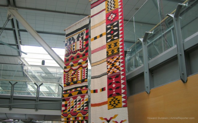 "Out of the Silence" - Musqueam Nation Weavings Above the Customs Hall, YVR