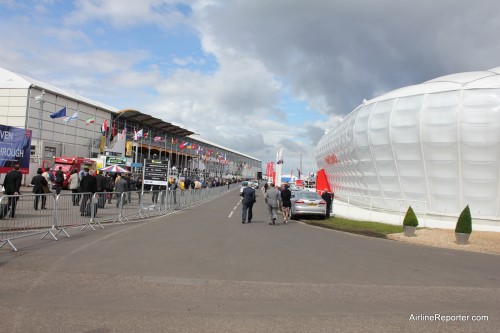 Walking into the Farnborough Airshow.