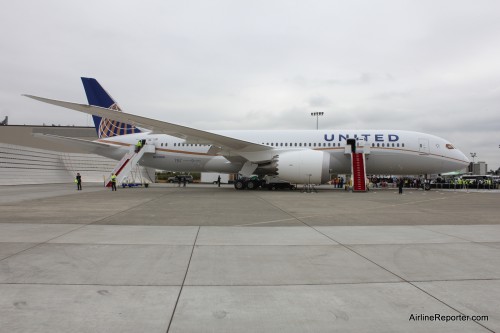 United's first Boeing 787 Dreamliner at Paine Field.