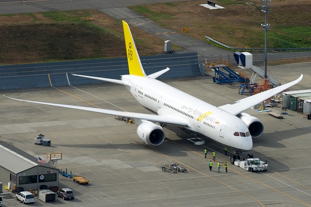 A Royal Brunei Airlines 787 on the Boeing Factory flight line at Everett - Photo: Bernie Leighton
