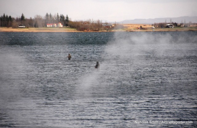 Local fisherman in the warm Laugarvatn waters.