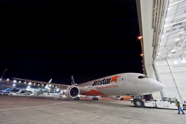 Jetstar's First 787 is pushed out of the Hangar ready to begin test flights - Photo: Jetstar